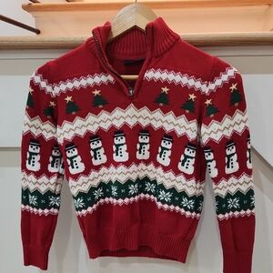 The Children's Place Red and Green Festive Nordic Sweater M 7/8